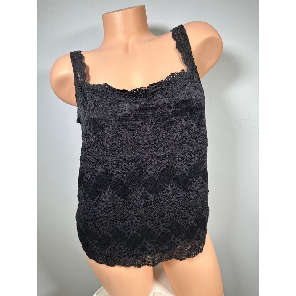 Ralph Ralph Lauren Tank Top Y2K Womens Large Black Lace Lined Floral Whimsigoth